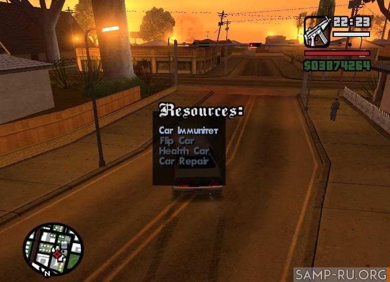 Меню машины для gta san andreas